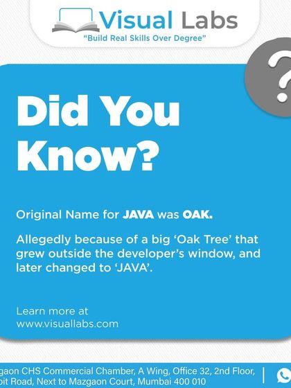 A fun piece of trivia: the original name for Java was 'Oak', inspired by an oak tree outside the developer's window. It was later changed to Java.