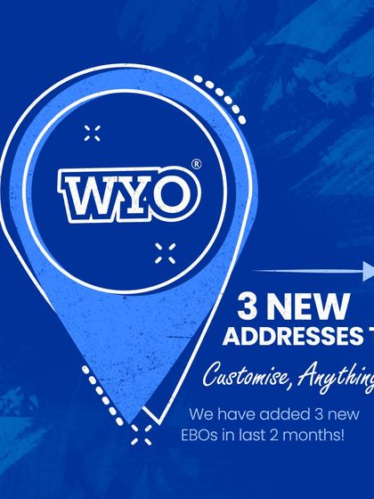 A graphic announcing 3 new store addresses to "Customise, Anything!"