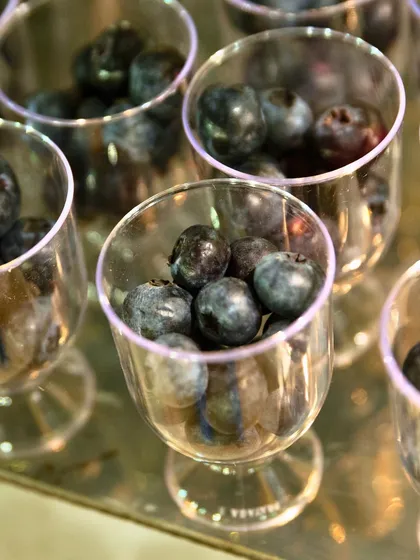 Fresh blueberries served in individual glasses. A simple, elegant, and healthy way to enjoy nature's candy.