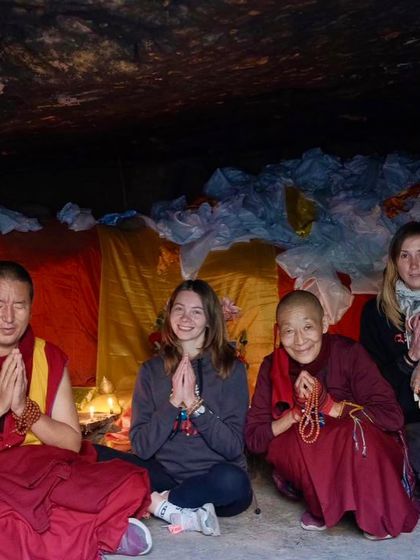 With my Buddhist teachers. Generosity is not just about giving material things. It is about sharing knowledge, wisdom, and helping any living being in need. This is a core part of my practice.