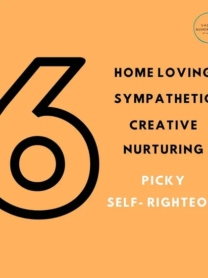 People born on the 6th, 15th, or 24th have Birth Number 6. They are creative, sympathetic, and nurturing souls who love their home, but can be picky or self-righteous at times.