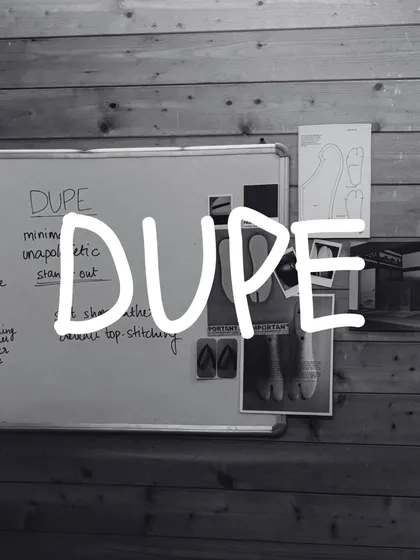 A whiteboard full of questions and a moodboard full of answers. This is a look at my design process for the 'DUPE' Tabi, where I map out the concept and details. The blueprint is set.