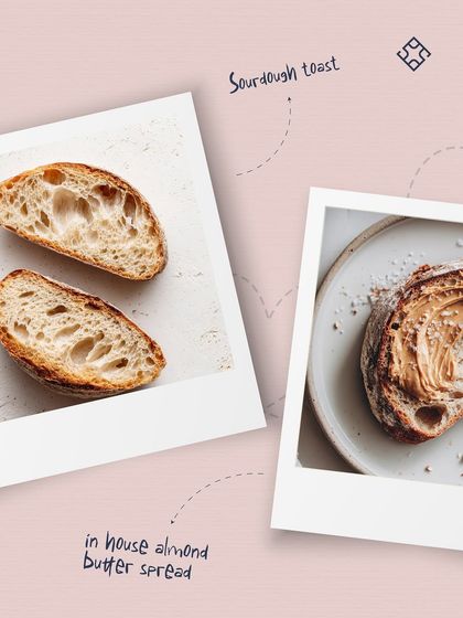 The building blocks of our Almond Butter & Banana Toast: freshly baked sourdough bread and our creamy, in-house almond butter spread.
