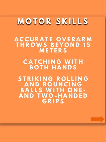 We track motor skills development, such as accurate overarm throws and the ability to strike moving balls with different grips. This ensures a well-rounded athletic base.
