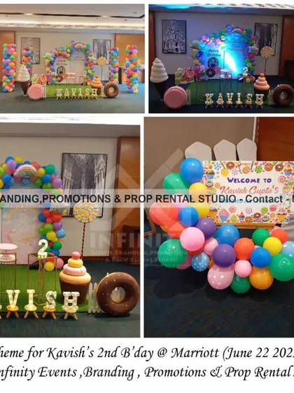 Welcome to a candy wonderland we created at the Marriott. This vibrant Candyland theme features oversized candy props, a colorful balloon arch, and whimsical details, perfect for a sweet and memorable second birthday party.