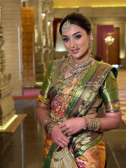 A final portrait showcasing the complete, breathtaking Muhurtham look.