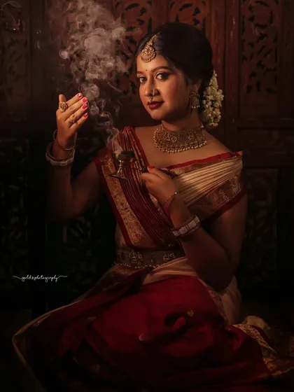 Another angle of the smoke portrait, this time with the bride looking directly at the camera, creating a powerful and engaging image.
