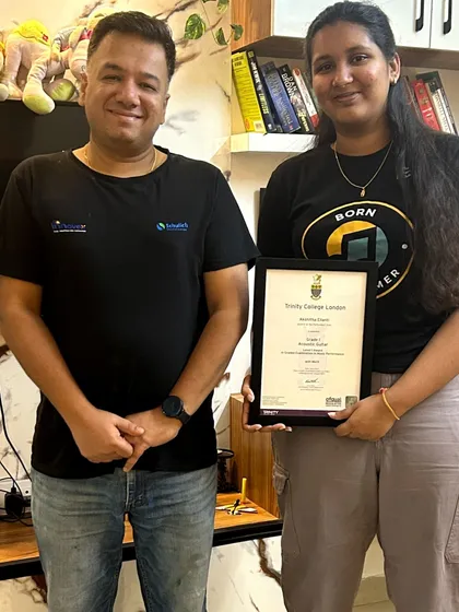 When passion meets excellence, success happens. Congratulations to our guitar student, Akshitha, on receiving her coveted certification from Trinity College London.