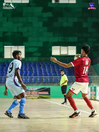 A player using his chest to control the ball in the quarter-final.