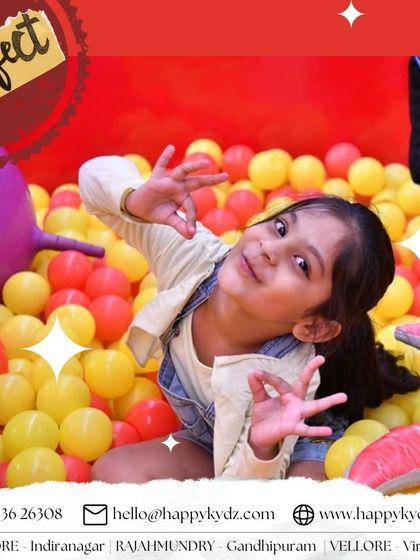 A perfect pose from a happy visitor in our ball pit. We love capturing these joyful moments of kids enjoying our play area.