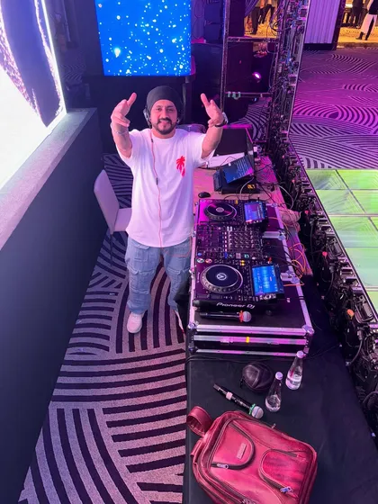 A view from my console during a massive corporate gig. I make sure the music and energy are on point from the first track to the last.