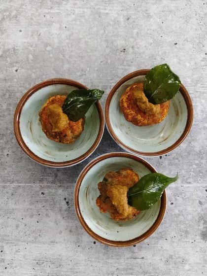 A taste of the coast in every bite. These Kerala podi fish cakes are made with fresh fish, fiery podi spice, and a squeeze of lemon for the perfect mix of zest and heat.