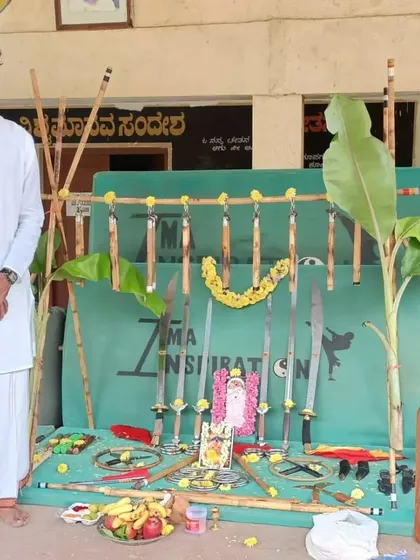The Ayudha Pooja is a sacred day for us. We honor our training tools, from swords and staffs to nunchucks and rope darts, giving thanks for the skill and discipline they help us build.