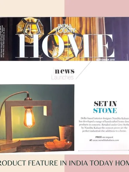 I was so thrilled to have my handcrafted cement table lamp featured in India Today Home. This piece, from my brand Grey Sorbet, represents my love for industrial chic design and adding unique, artistic elements to a home. It is a wonderful validation of my passion for creating bespoke decor.