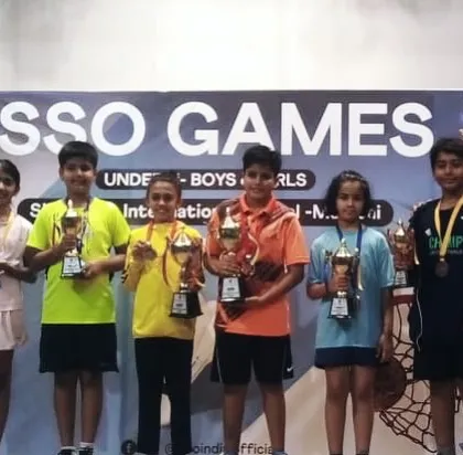 All the winners on the podium at the ISSO Games, with our player Zidan Shaikh among them.