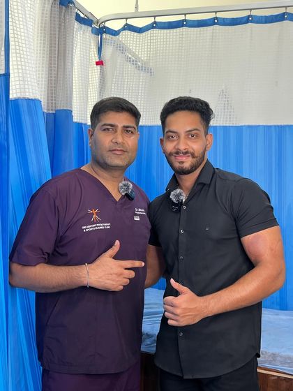 With national powerlifting champion Ritesh after his recovery session.