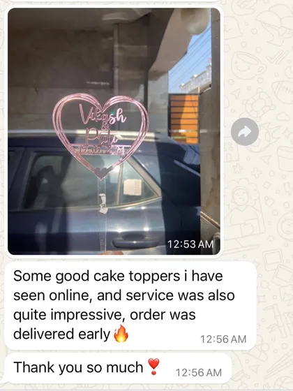 "Some good cake toppers i have seen online, and service was also quite impressive, order was delivered early." Early delivery and impressive service are what I aim for!