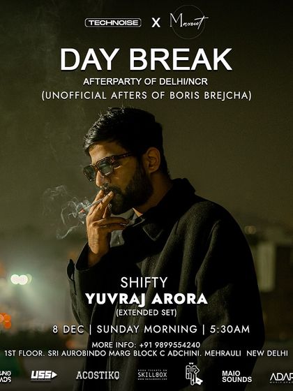 Playing an extended set at the unofficial after-party for Boris Brejcha in Delhi. The party starts at 5:30 AM, so you know it's for the serious dancers only.