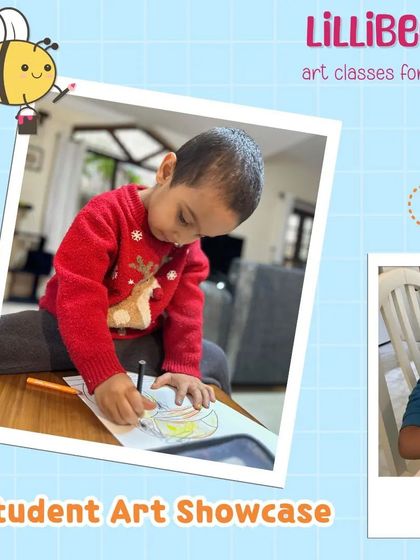 A student art showcase, highlighting the focus and fun that happens in our classes.