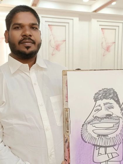 A caricature of a teacher from a get-together for Keystone School and College. It's always fun to draw educators.