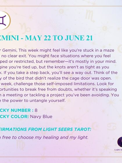 A weekly tarot reading for Gemini about feeling stuck in a maze. This reading reminds you that the knots aren’t as tight as you think and you have the power to untangle yourself.