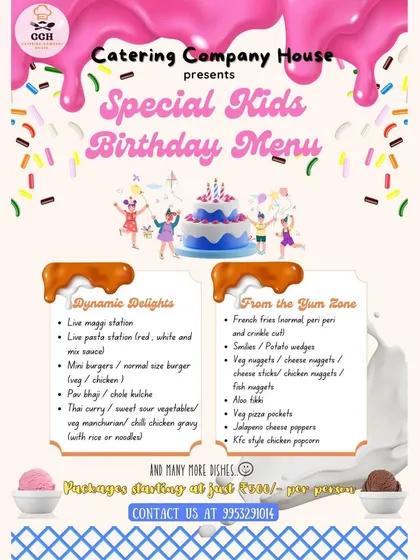 We have something special for our youngest clients. Our kids' birthday menu is packed with fun and delicious options like live Maggi stations, mini burgers, and cheese nuggets that are guaranteed to be a hit.