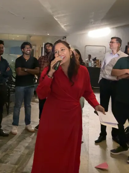 A candid moment of joy while hosting the HUL dinner. My passion for my work shines through, and that positive energy is contagious.