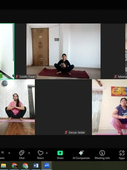 Participants in our PCOS/PCOD workshop practice Malasana (Garland Squat). This pose is excellent for opening the hips and pelvis, which can help regulate menstrual cycles and relieve lower back tension often associated with hormonal imbalances.