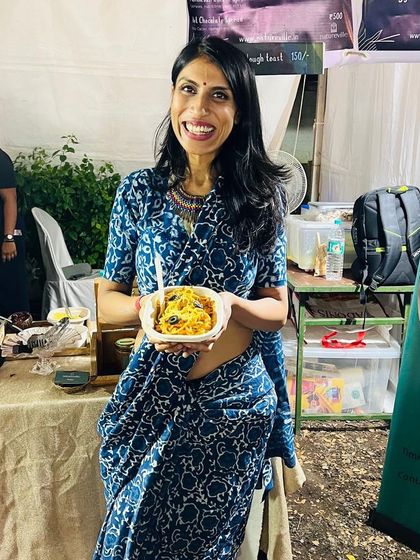 Here I am, enjoying a bowl of our oil-free noodles at the Maya Bazaar festival. It was a wonderful experience to share our food and philosophy with so many beautiful people in such a magical atmosphere.