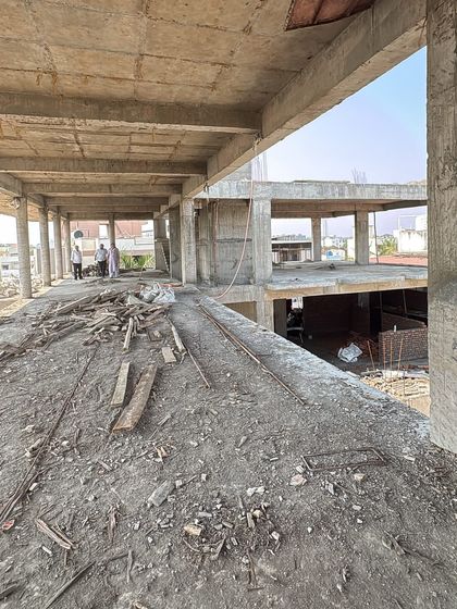 Another view of the raw structure, where you can begin to see the layout of the rooms and the scale of the project. My team and I manage every detail from this stage onward.