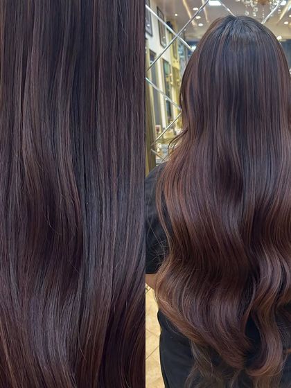 A close-up and full view of our global Cinnamon Brown color. This shade is a perfect match for Indian skin tones.