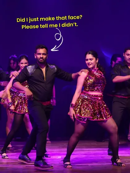 "Did I just make that face? Please tell me I didn't." A candid moment on stage capturing the funny faces we sometimes make when we're deep in the choreography.