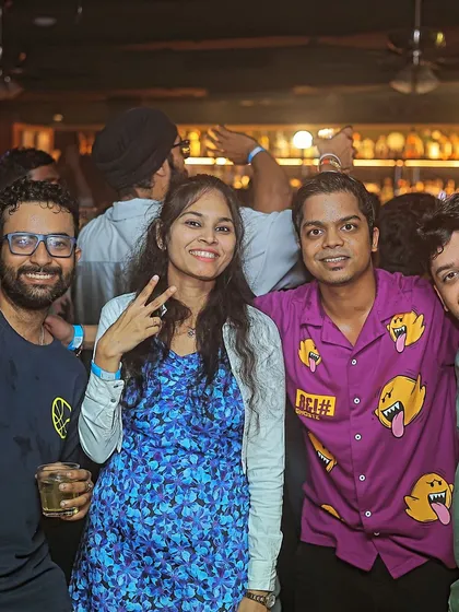Peace signs and big smiles. The crowd at my parties is always ready for a good time.