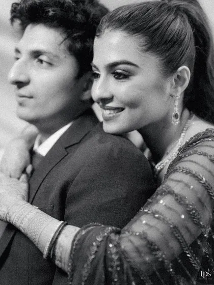 Sometimes, a simple black and white portrait says everything. This close up of Radhika and Shyam during their sangeet is all about the unspoken bond, a gentle embrace that feels more powerful than any posed photograph.