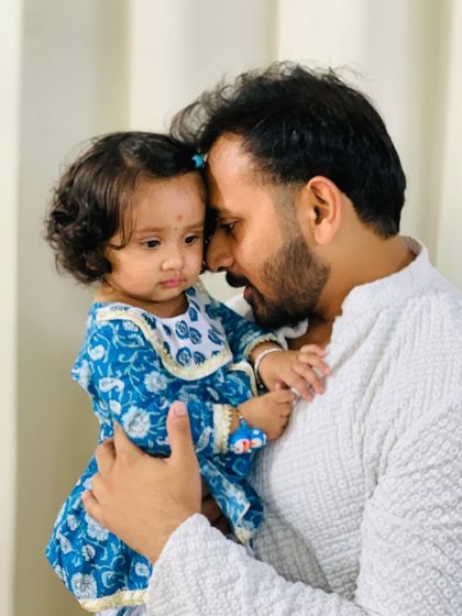 A heartwarming photo of my daughter with her father on her first Raksha Bandhan. Their bond is so precious.