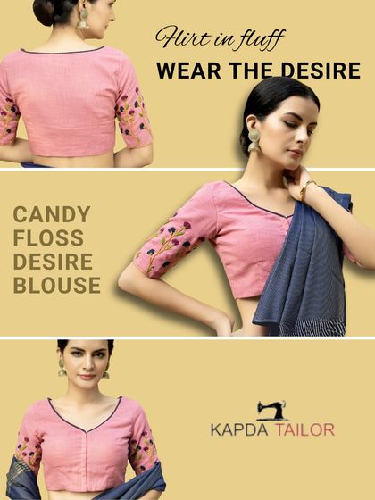 No heavy jewelry, no perfect hair, just me and my favorite cotton saree. This look, featuring our Candy Floss Desire blouse, is for those peaceful days when comfort is key.