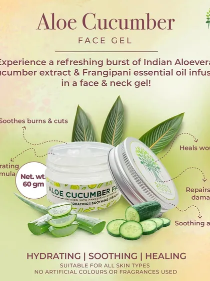 My Aloe Cucumber Hydrating Face Gel is a burst of refreshment for your skin. It uses Indian Aloevera and Cucumber extract to hydrate, soothe burns, and repair sun damage.