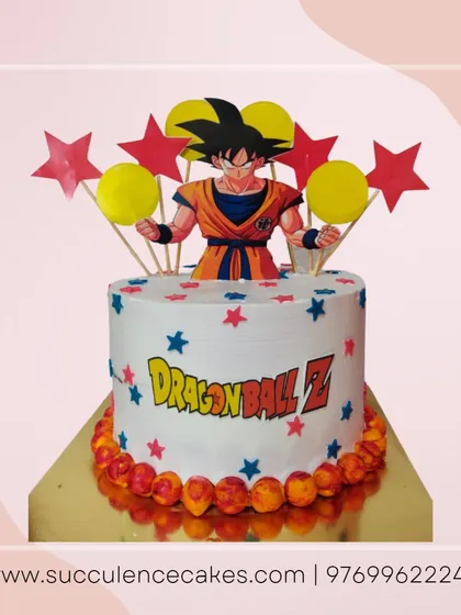 Unleash your inner Super Saiyan with this Dragon Ball Z cake. Featuring Goku and the iconic Dragon Ball Z logo, this cake is a powerful and exciting treat for any anime fan's birthday.