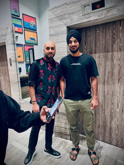 A photo with the incredibly talented singer Bismil in India. It was amazing to witness his live performance at the wedding.