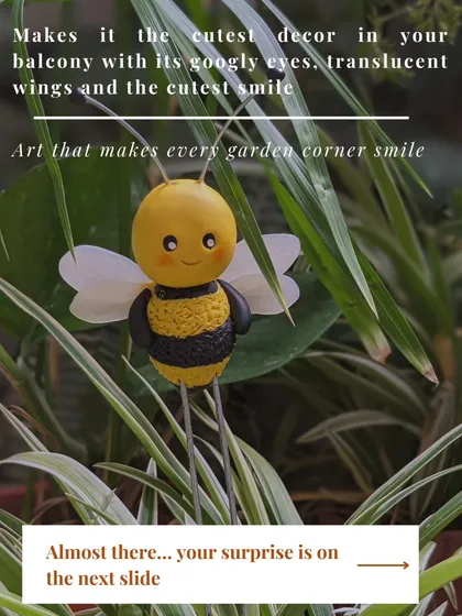 This cheerful honey bee garden stake is designed to stay with your plants and make them smile. It’s handmade from durable polymer clay, perfect for adding a bit of character to a balcony pot or indoor plant.