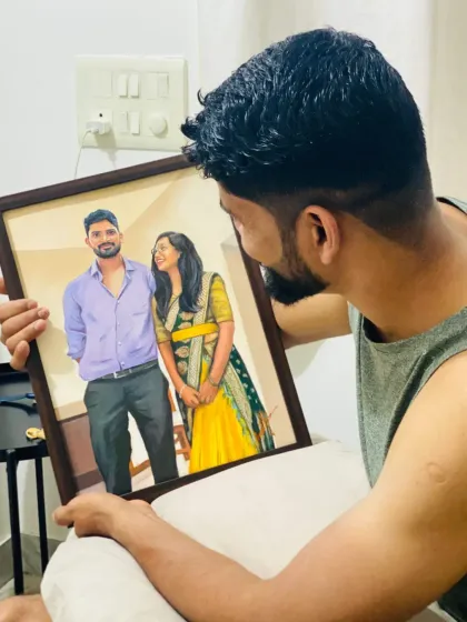 Another shot of the client admiring his painting.