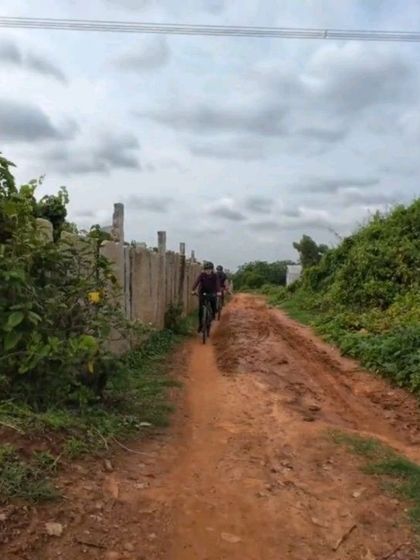 A muddy trail through the countryside near Nandi. We're not afraid to get our tires dirty to find the best routes.