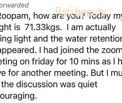 A client shares her progress, feeling lighter and seeing her water retention disappear.