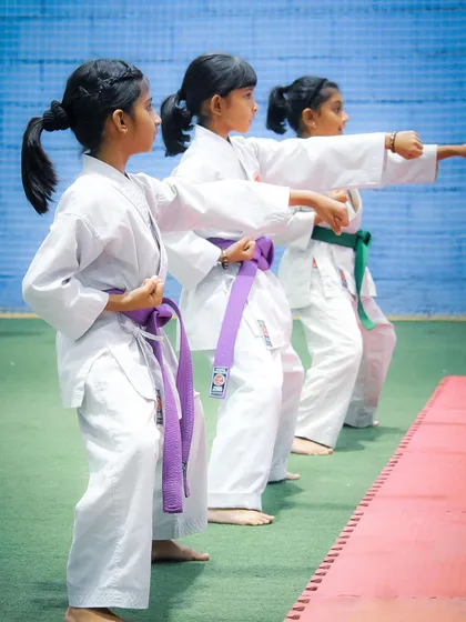 Focus and precision on display as our students practice their Kata (forms). These sequences build discipline, balance, and a deep understanding of karate techniques, which are essential skills we develop during our camps.