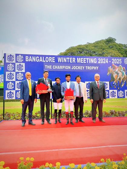 The Champion Jockey Trophy presentation, a highlight of the season's conclusion.