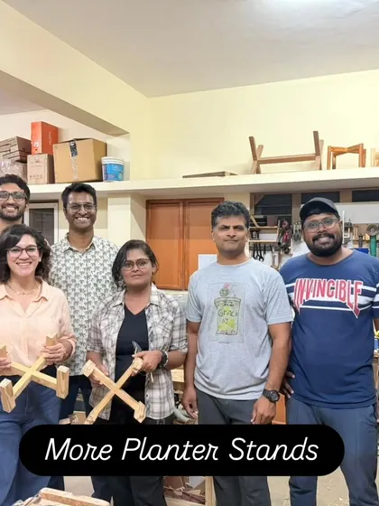 More happy students with the planter stands they built. This is a popular beginner project that teaches you how to make strong and accurate half-lap joints.