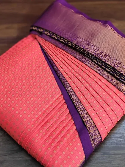 The final folded saree, ready for service or as an example in my class.