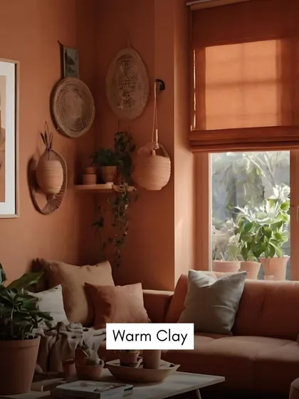 Trending Color: Warm Clay. This earthy, terracotta-inspired hue brings a sense of warmth and comfort to any space, creating a cozy and grounded feel.