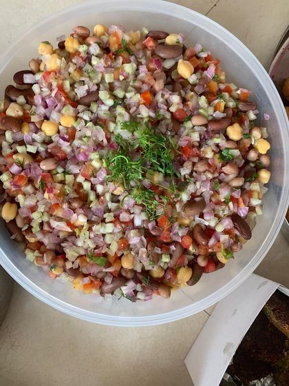 Another bowl of the healthy and colorful bean salad.