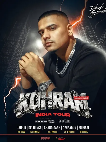 Bringing a Haryanvi superstar to the national stage. Dhanda Nyoliwala's 'Kohram' India Tour poster represents my commitment to showcasing both global icons and regional trailblazers.
